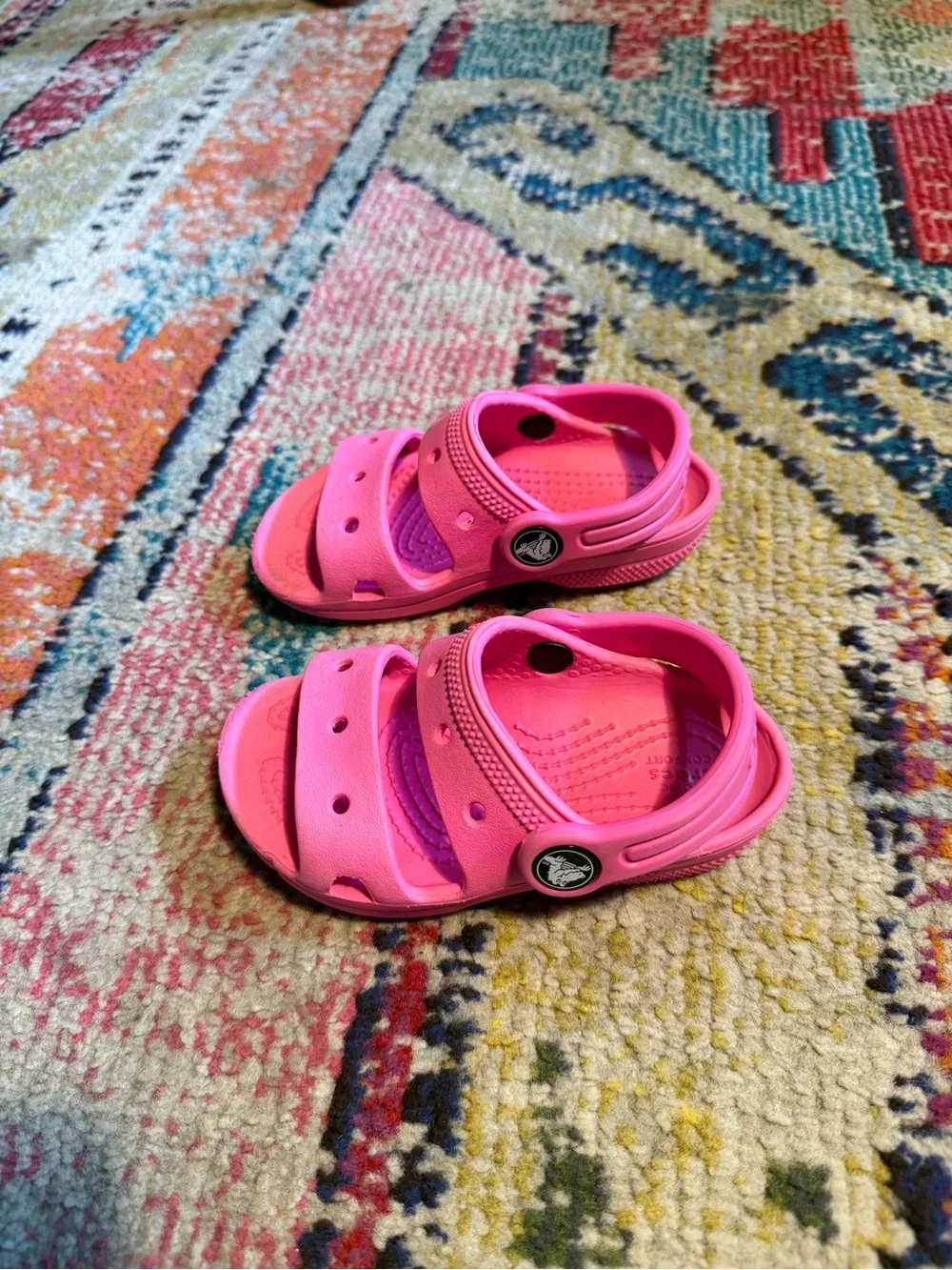 CROCS Kids' Bright Pink Dual-Strap Sandals c7
